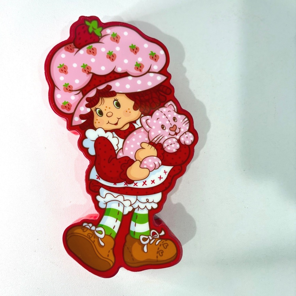 Strawberry Shortcake Wall Art Plaque Idea Nuova Red Wood Decor Custard Cat 8.5in